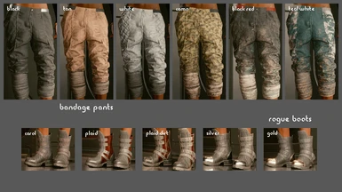 Bandage Pants and Rogue Boots Color Options