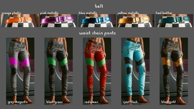 Colors: Belt, Waist Chain Pants