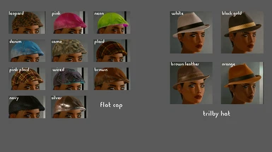Colors: Flat Cap, Trilby Hat