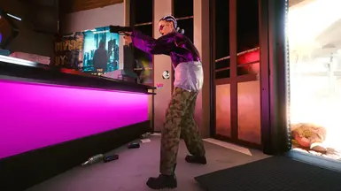 purple jacket with camo pants