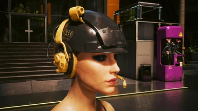 Black and Yellow Helmet with Headphones