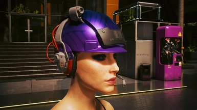 Purple Helmet with Headphones