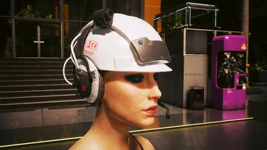 White Helmet with Headphones