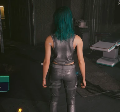 Gray mesh seen clipping through the back of the character