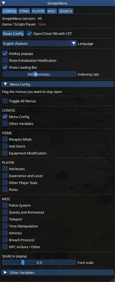 Simple Menu - An In-Game UI including Hotkeys at Cyberpunk 2077 Nexus - Mods  and community