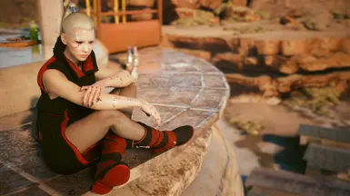 Red and black jacket and boots, ft. Ivy.