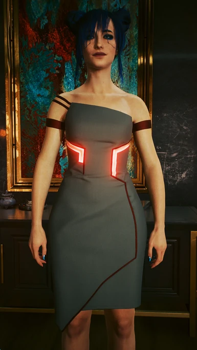 Long Dress - Gray with Red Emissive