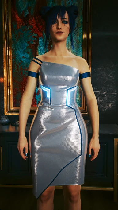 Long Dress - Silver with Blue Emissive