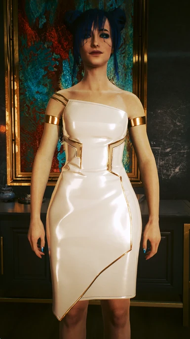 Long Dress - White with Gold Emissive