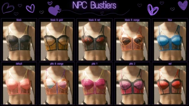 Color swatches pulled from the NPC bustier.