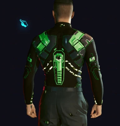 particularly cool masc v back details on cybergoth suit