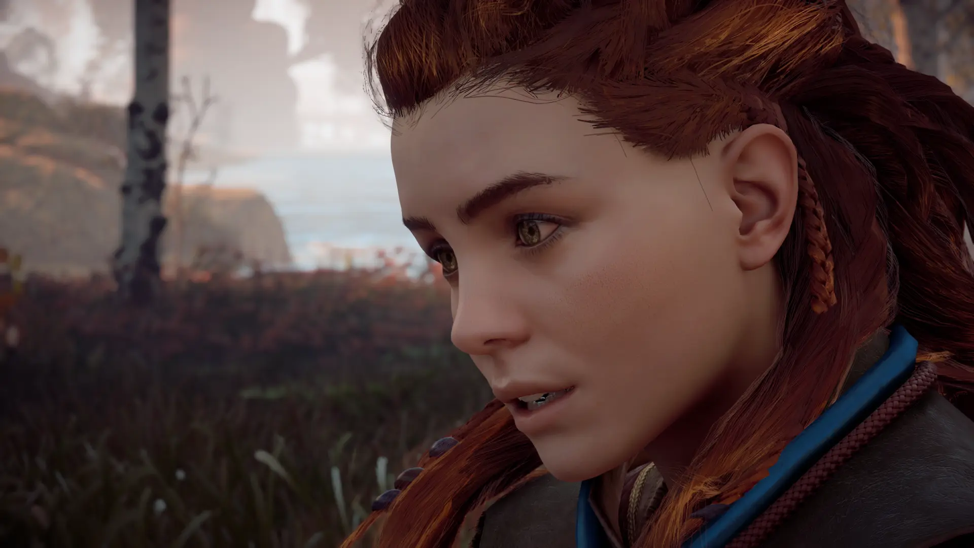 Gamers discussing an 'Aloy Face Rework' mod, presented without