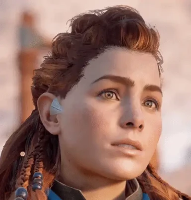 Gamers discussing an 'Aloy Face Rework' mod, presented without