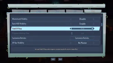 Personalize Option in Option Menu