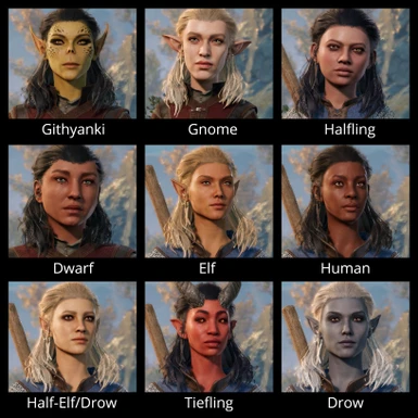 All females use Hair 3 except Tieflings who use Hair 13