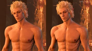 vanilla (left) and modded, working with body sweat