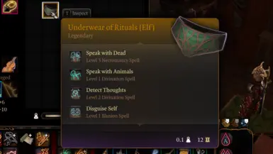 Underwear of Rituals - No more wasting valuable equipment slots.