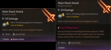 DW Attack w/o and with the Dual Wiedling Master passive