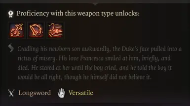 The description on Ulder's longsword, which makes me WEEP