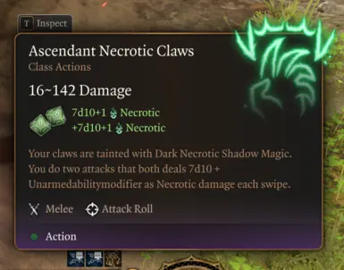 Ascendant Necrotic Claws (homebrewed)