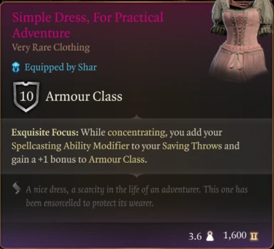 The Armour versions of each dress all possess these stats.