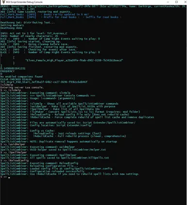Commands running in console