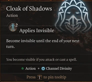 Cloak of Shadows (Tricky Domain Cleric)