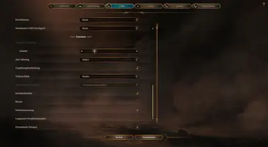 Settings 3 bloom off and look at the AMD FSR sharpening (schärfe) slider position