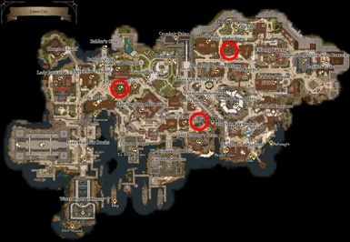 Lower City trader locations - map credit: Fextralife