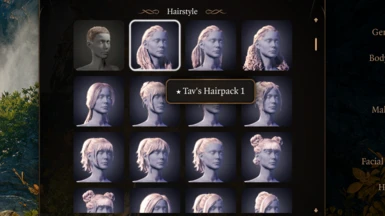 Screenshot of some of the icons for fem hairstyles