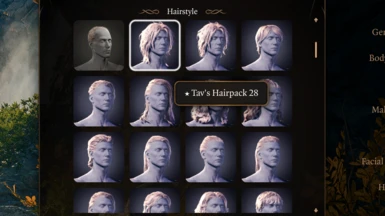 Screenshot of some of the icons for the masc hairstyles