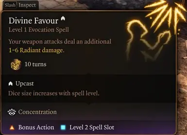 Divine Favor: Increase die size per spell level