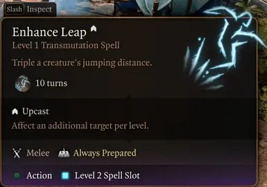 Enhanced Leap: Upcast allows selecting additional targets per spell level (like Longstrider)