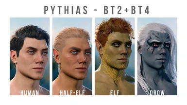 PYTHIAS - human, elf/drow, half-elf, body types 2+4