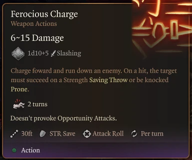 Ferocious Charge (Weapon Action)