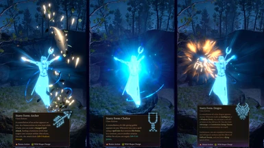 Starry Form: Archer, Chalice and Dragon forms (Twinkling Constellations versions) + cast visuals. (Starry Form visuals are outdated but tooltips are up-to-date.)