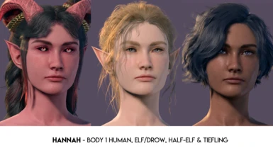 (Updated Textures) Hannah - Body 1 Human, Elf/Drow, Half-Elf, Tiefling