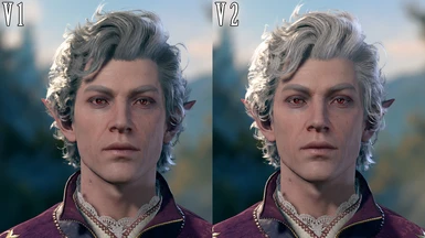 Matching Lashes Version Comparisons (both versions work in the full release, but V1 was made during early access, and the way the game processes hair colour seems to have changed since then, so V1 looks darker than it did previously.)