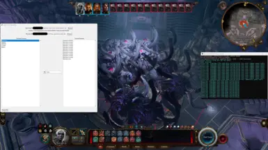 Full Toolchain - Spawn tool on the left, BG3 SE console on the right