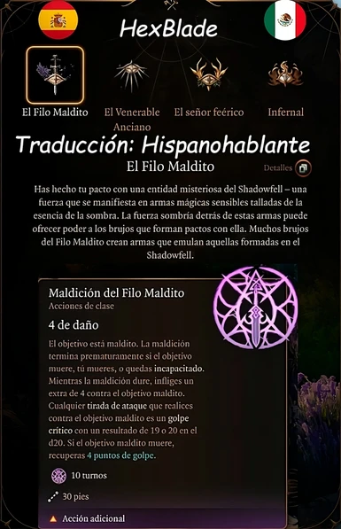 Hexblade Subclass and New Invocations Spanish