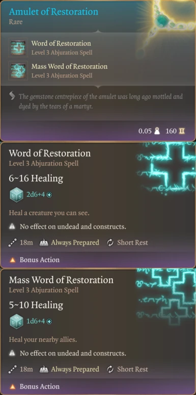 Amulet of Restoration Enhanced
