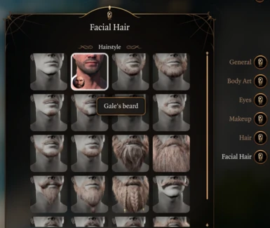 Gale's beard selectable in CC