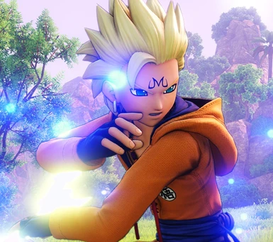 'SSJ Majin Vegeta' hair&eyes + 'Goku classic Go symbol' gi