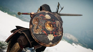 Spartan shield reskin Viking dragon black