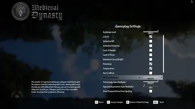 Gameplay Settings, Medieval Dynasty Wiki