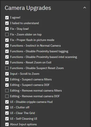 Full list of options