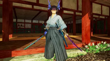 Example 2: Dual swords equipped | Katana side left, Katana side right (4 swords setup)