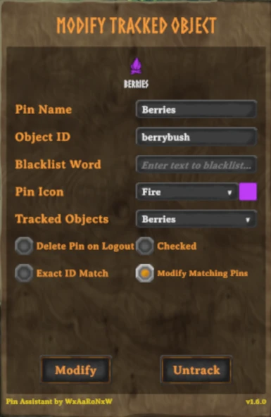 Modify Matching Pins 2/3 (Ticked box then clicked Modify)