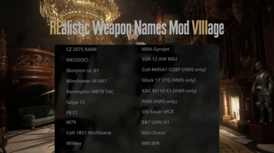 REalistic Weapon Names Mod VIIIage