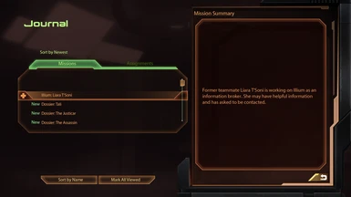 (OPTIONAL, LotSB) Only the Illium Questline appears in the log, until intel is received.